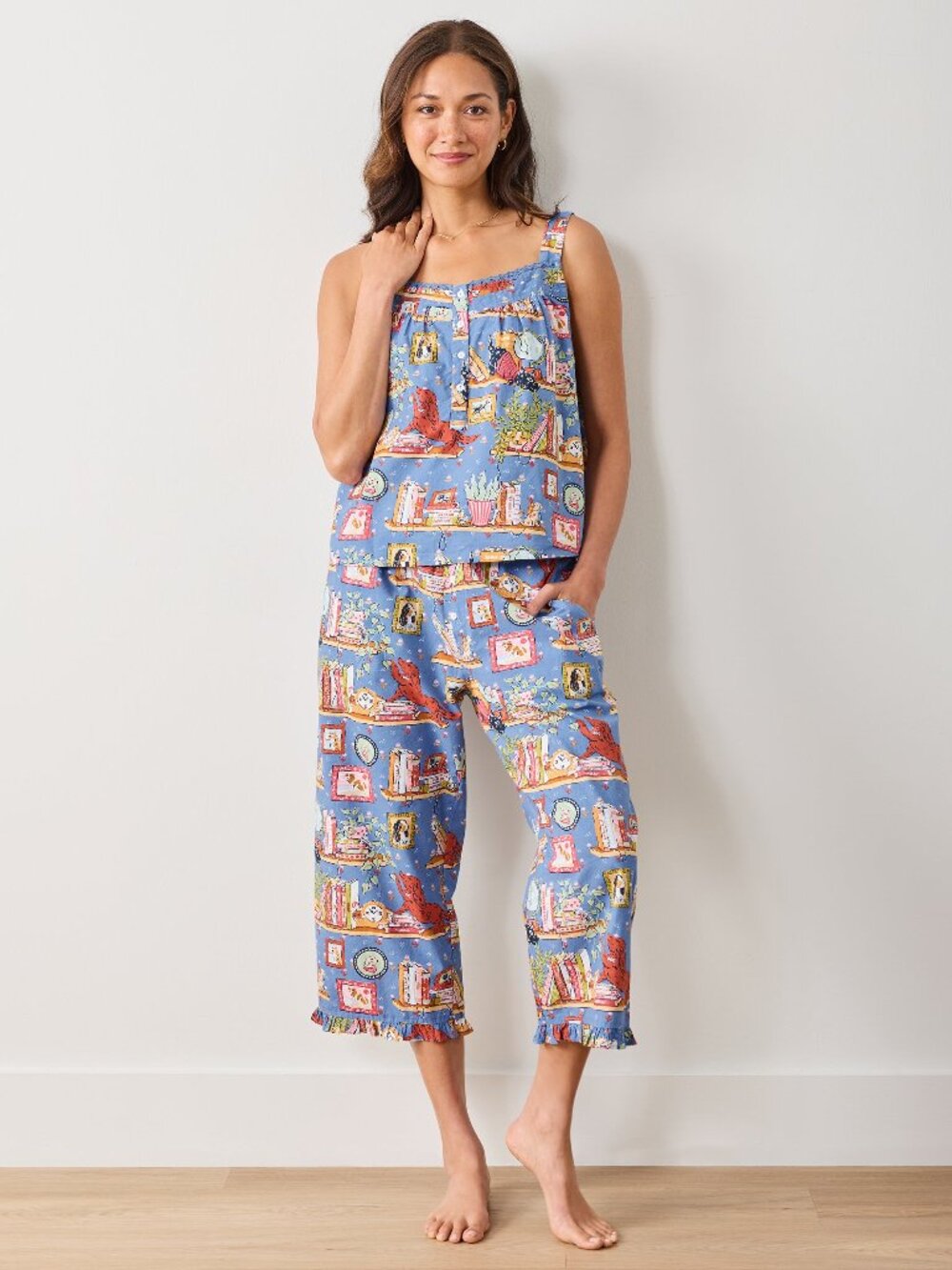 Printfresh Unleashed Stores Back To Bed Cropped Pajama Set, New With Tags